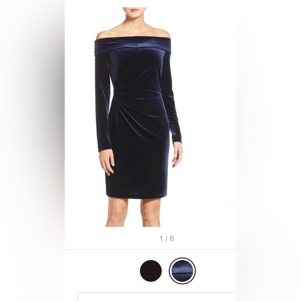 Nordstrom Black Velvet Long-Sleeve Cowl Neck Dress